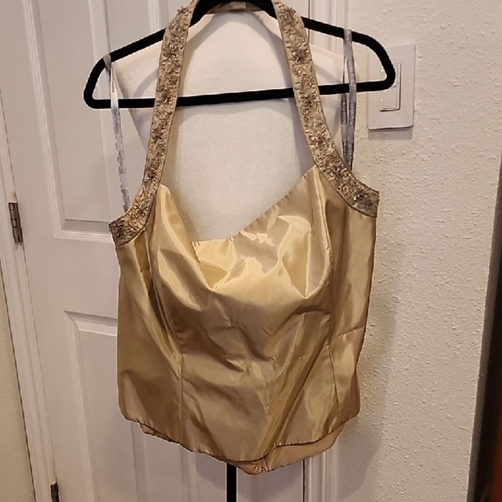 NWT Gold Embellished Halter Top Plus Size 24. David's Bridal